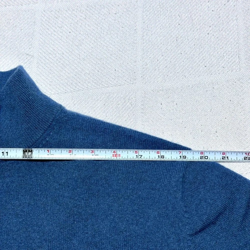 Jos A Bank 1/4 Zip Sweater Mens XL 100% Cashmere Knit Travelers Collection Blue